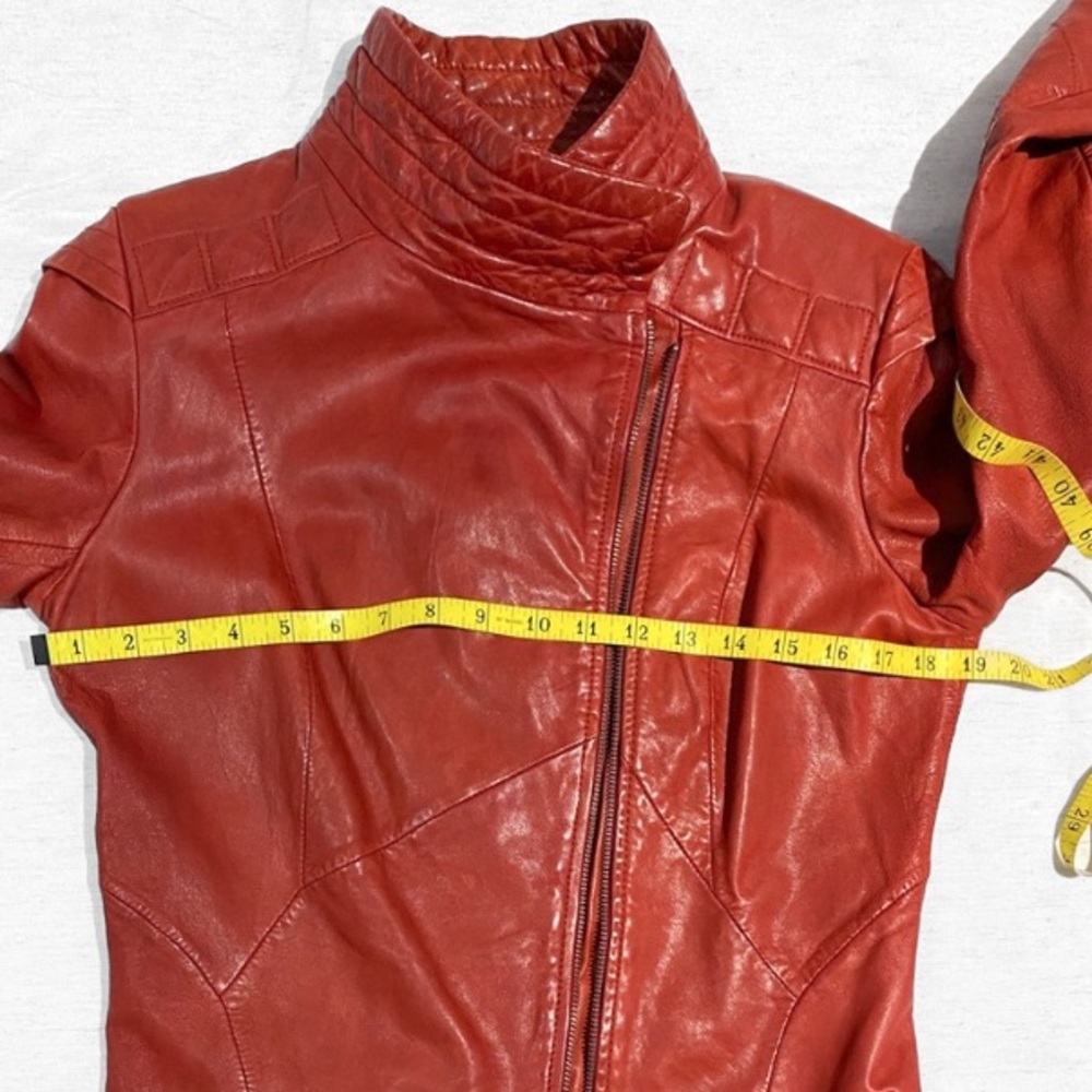 Danier Red Genuine Lambskin Leather Moto Jacket - Like New - Picture 5 of 8